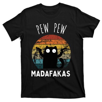 Vintage Black Cat Pew Pew Madafakas T-Shirt