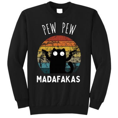 Vintage Black Cat Pew Pew Madafakas Tall Sweatshirt