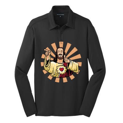 Vintage Buddy Christ Silk Touch Performance Long Sleeve Polo