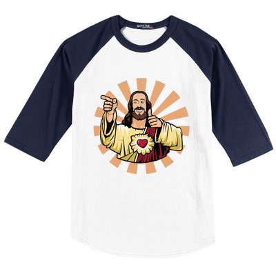 Vintage Buddy Christ Baseball Sleeve Shirt