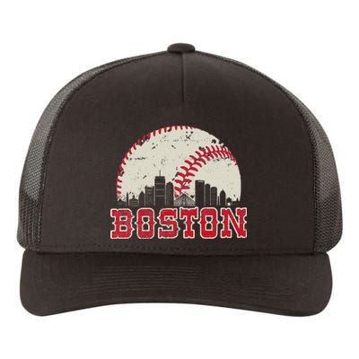 Vintage Boston Cityscape Baseball Lover Yupoong Adult 5-Panel Trucker Hat