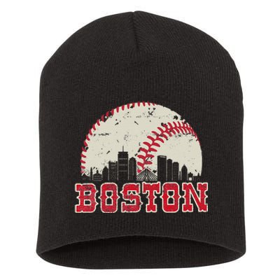 Vintage Boston Cityscape Baseball Lover Short Acrylic Beanie