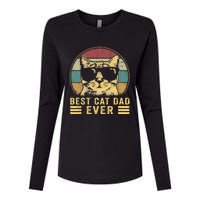 Vintage Best Cat Dad Ever Bump Fi Funny Fathers Day Womens Cotton Relaxed Long Sleeve T-Shirt