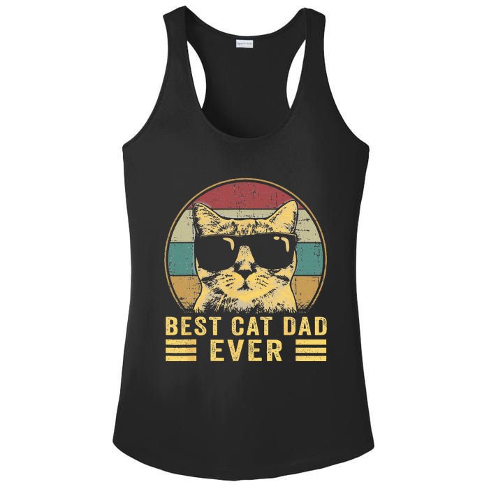 Vintage Best Cat Dad Ever Bump Fi Funny Fathers Day Ladies PosiCharge Competitor Racerback Tank