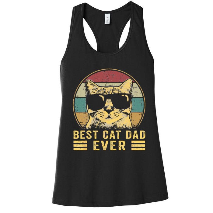 Vintage Best Cat Dad Ever Bump Fi Funny Fathers Day Women's Racerback Tank