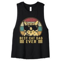 Vintage Best Cat Dad Ever Bump Fi Funny Fathers Day Women's Racerback Cropped Tank