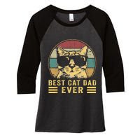 Vintage Best Cat Dad Ever Bump Fi Funny Fathers Day Women's Tri-Blend 3/4-Sleeve Raglan Shirt