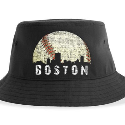 Vintage Boston Cityscape Baseball Lover Women Sustainable Bucket Hat