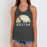 Vintage Boston Cityscape Baseball Lover Women Women's Knotted Racerback Tank