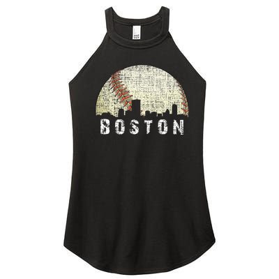 Vintage Boston Cityscape Baseball Lover Women Women’s Perfect Tri Rocker Tank