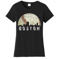 Vintage Boston Cityscape Baseball Lover Women Women's T-Shirt