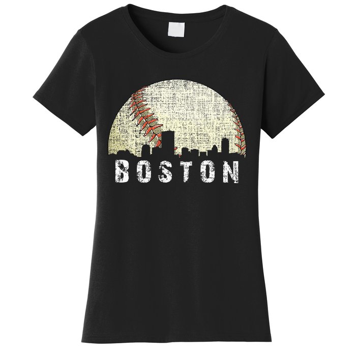 Vintage Boston Cityscape Baseball Lover Women Women's T-Shirt