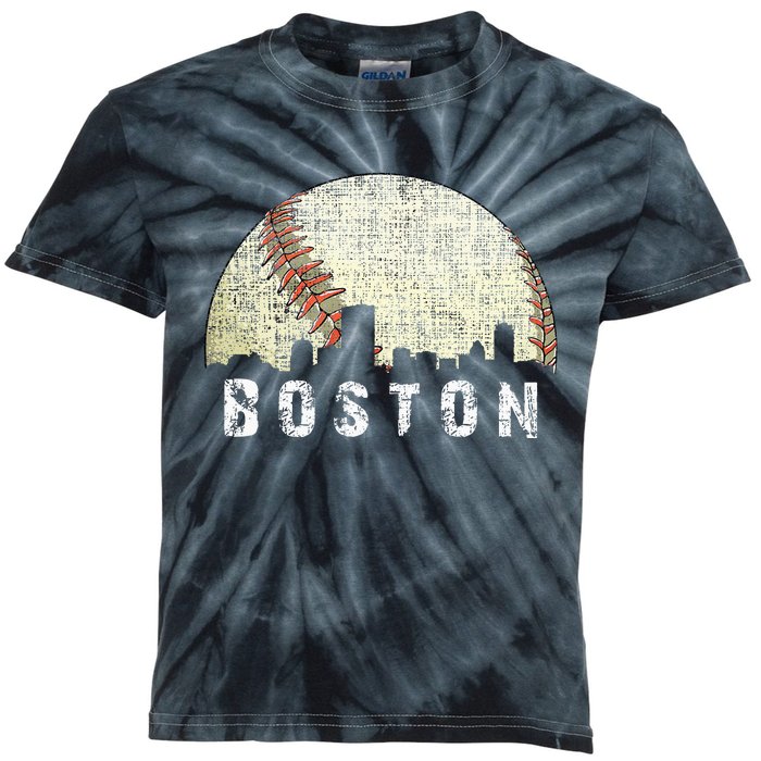 Vintage Boston Cityscape Baseball Lover Women Kids Tie-Dye T-Shirt