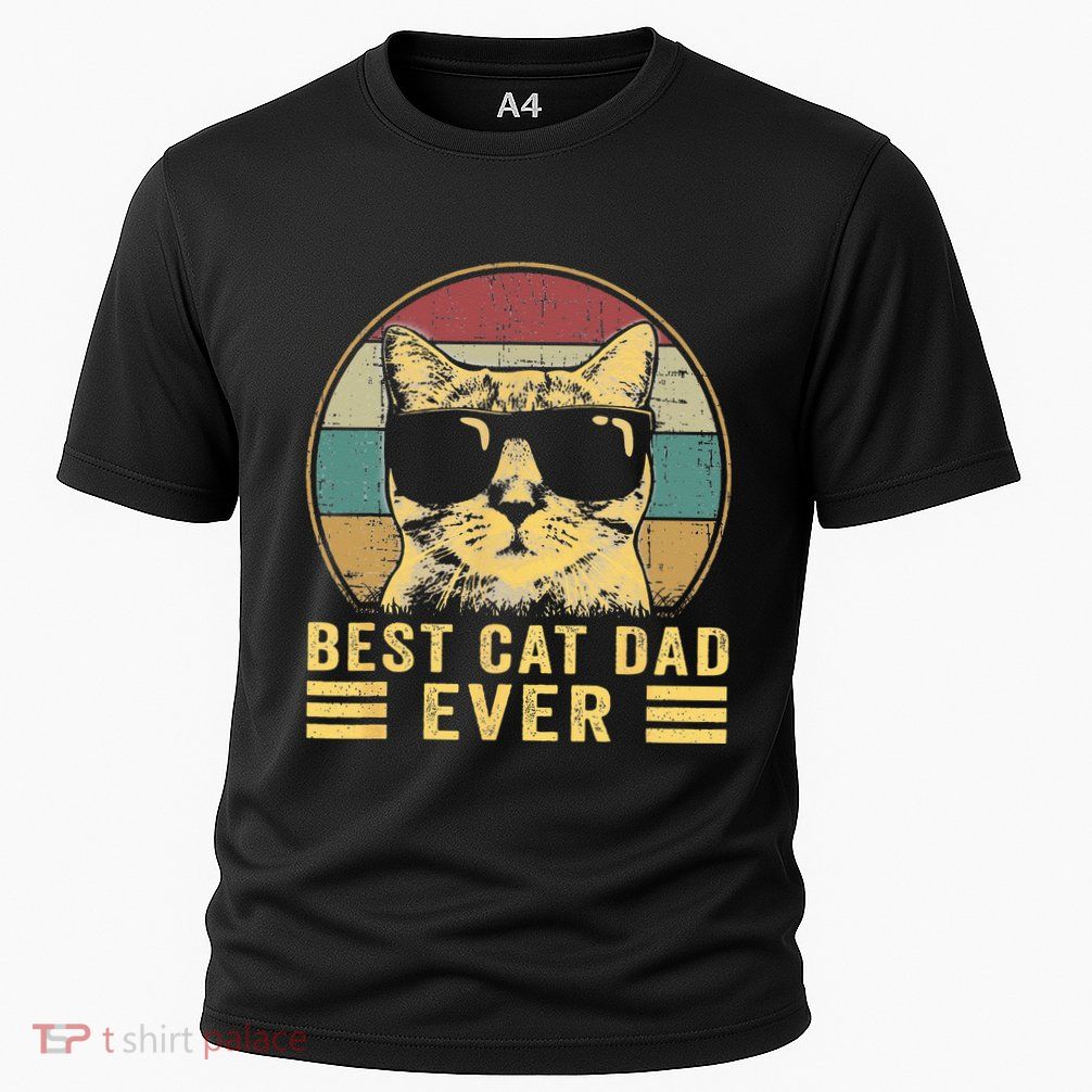 Vintage Best Cat Dad Ever Bump Fi Funny Fathers Day Performance Shirt
