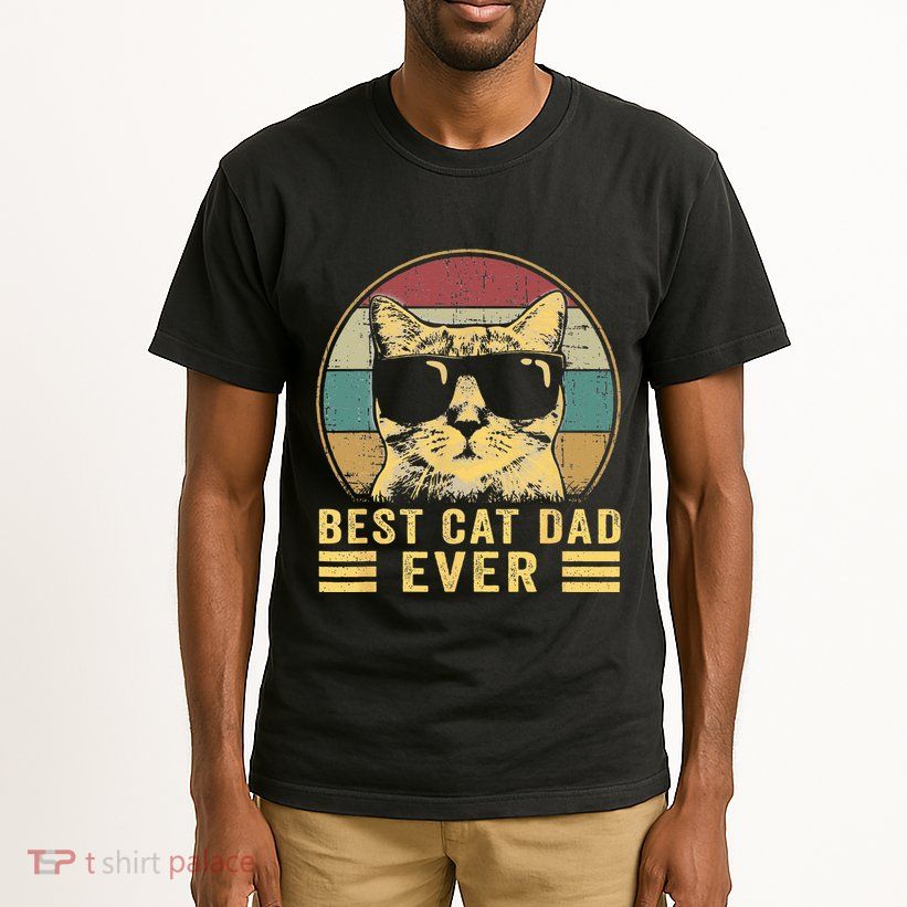 Vintage Best Cat Dad Ever Bump Fi Funny Fathers Day Tall T-Shirt