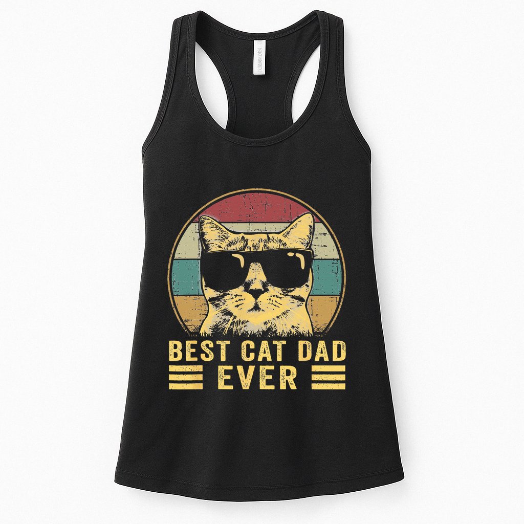 Vintage Best Cat Dad Ever Bump Fi Funny Fathers Day Womens Tank Top
