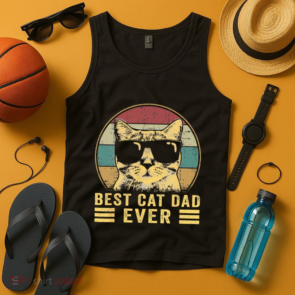 Vintage Best Cat Dad Ever Bump Fi Funny Fathers Day Tank Top