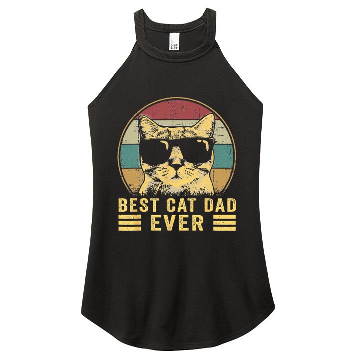 Vintage Best Cat Dad Ever Bump Fi Funny Fathers Day Women's Perfect Tri Rocker Tank