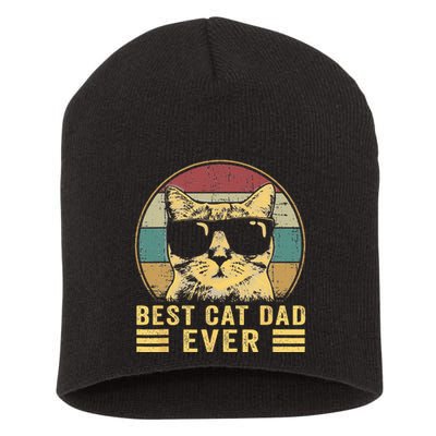 Vintage Best Cat Dad Ever Bump Fi Funny Fathers Day Short Acrylic Beanie