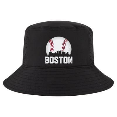 Vintage Boston City Skyline Baseball Game Day Fan Cool Comfort Performance Bucket Hat