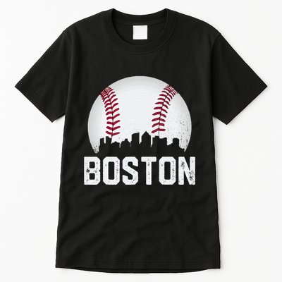 Vintage Boston City Skyline Baseball Game Day Fan Tall T-Shirt