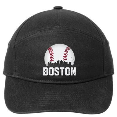 Vintage Boston City Skyline Baseball Game Day Fan 7-Panel Snapback Hat