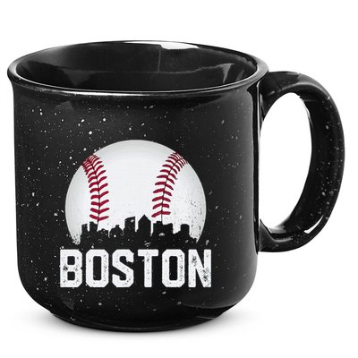 Vintage Boston City Skyline Baseball Game Day Fan 15oz Campfire Ceramic Mug
