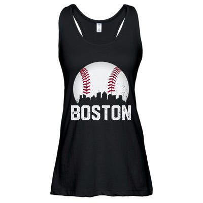 Vintage Boston City Skyline Baseball Game Day Fan Ladies Essential Flowy Tank