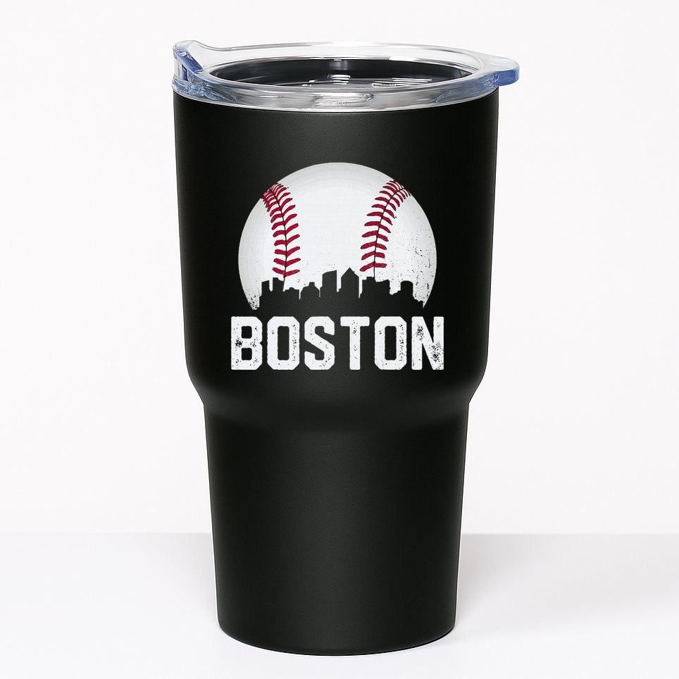 Vintage Boston City Skyline Baseball Game Day Fan Tumbler