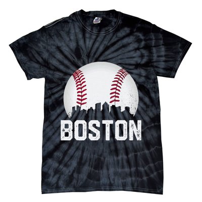 Vintage Boston City Skyline Baseball Game Day Fan Tie-Dye T-Shirt