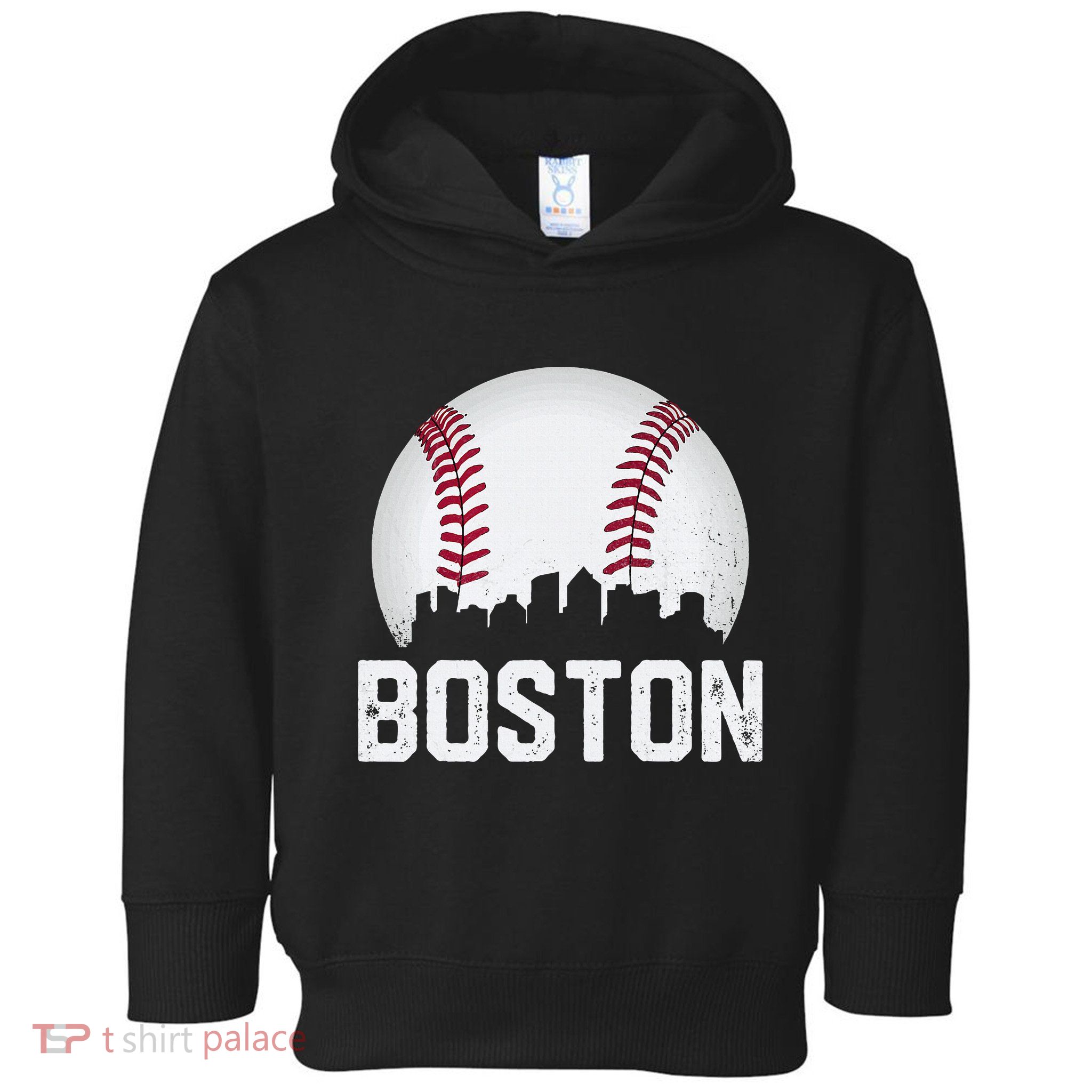 Vintage Boston City Skyline Baseball Game Day Fan Toddler Hoodie