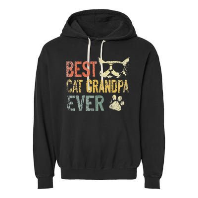 Vintage Best Cat Grandpa Ever Cat Grandpa Fathers D Garment-Dyed Fleece Hoodie