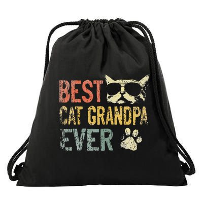 Vintage Best Cat Grandpa Ever Cat Grandpa Fathers D Drawstring Bag