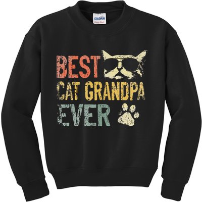 Vintage Best Cat Grandpa Ever Cat Grandpa Fathers D Kids Sweatshirt