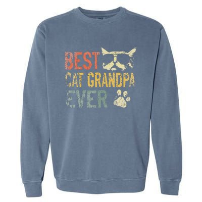 Vintage Best Cat Grandpa Ever Cat Grandpa Fathers D Garment-Dyed Sweatshirt