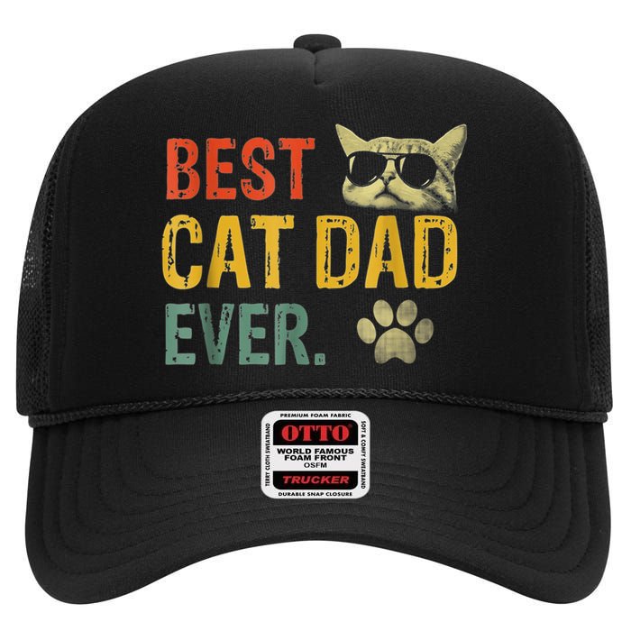 Vintage Best Cat Dad Ever Cat Daddy Gift shirt High Crown Mesh Back Trucker Hat