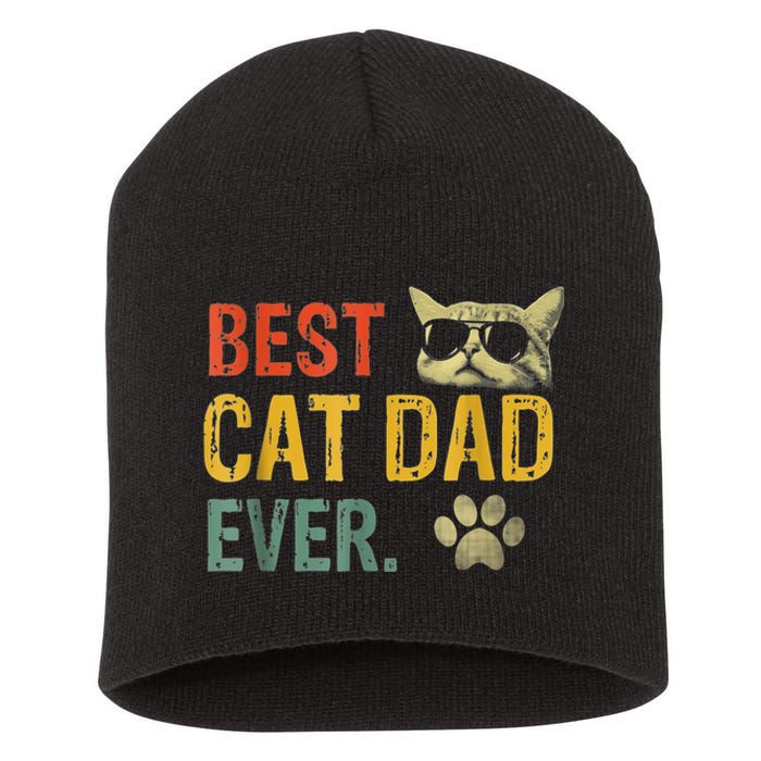 Vintage Best Cat Dad Ever Cat Daddy Gift shirt Short Acrylic Beanie