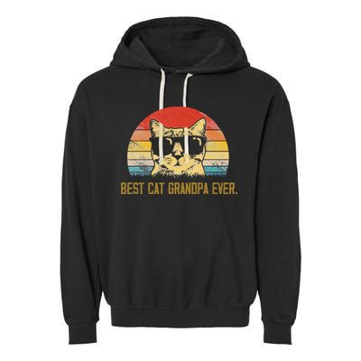 Vintage Best Cat Grandpa Ever Cat Grandpa Fathers Day Garment-Dyed Fleece Hoodie