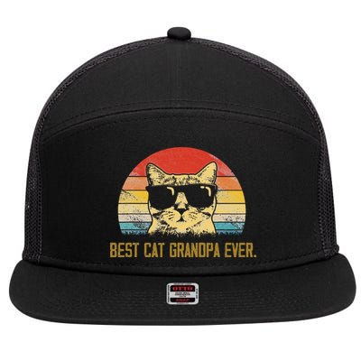 Vintage Best Cat Grandpa Ever Cat Grandpa Fathers Day 7 Panel Mesh Trucker Snapback Hat