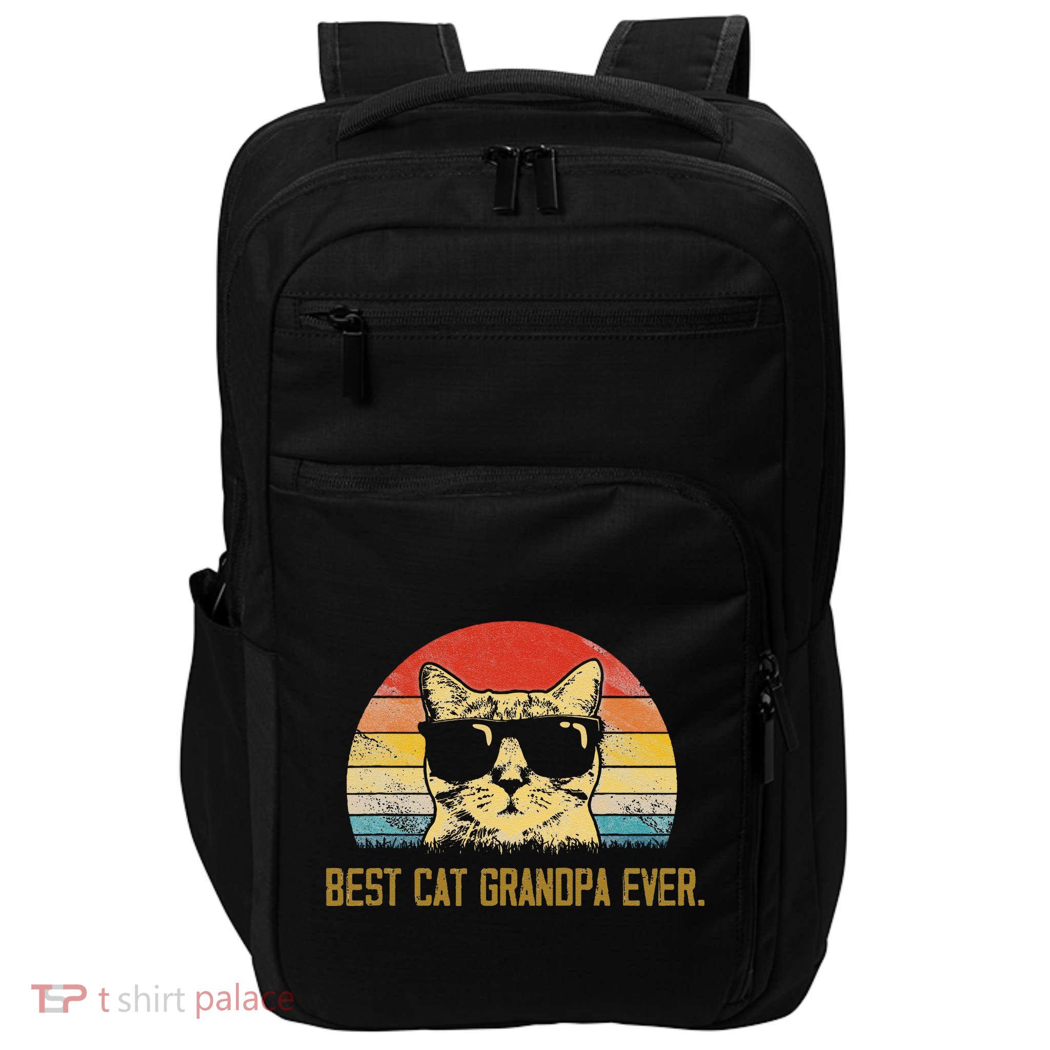 Vintage Best Cat Grandpa Ever Cat Grandpa Fathers Day Impact Tech Backpack