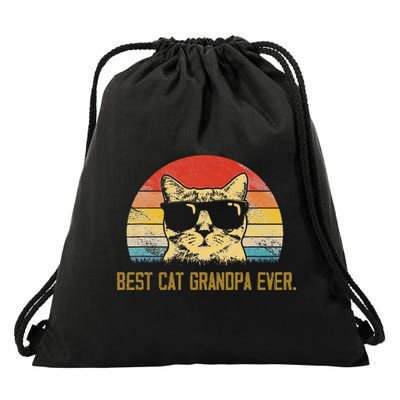 Vintage Best Cat Grandpa Ever Cat Grandpa Fathers Day Drawstring Bag