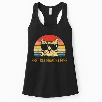 Vintage Best Cat Grandpa Ever Cat Grandpa Fathers Day Womens Tank Top