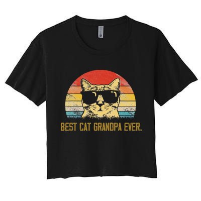 Vintage Best Cat Grandpa Ever Cat Grandpa Fathers Day Crop Top