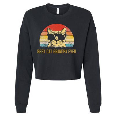 Vintage Best Cat Grandpa Ever Cat Grandpa Fathers Day Cropped Pullover Crew