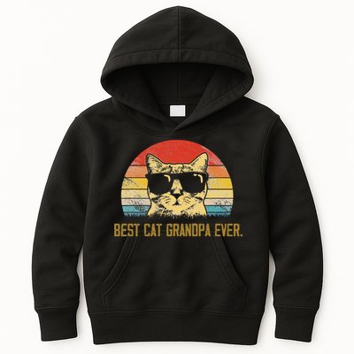 Vintage Best Cat Grandpa Ever Cat Grandpa Fathers Day Kids Hoodie