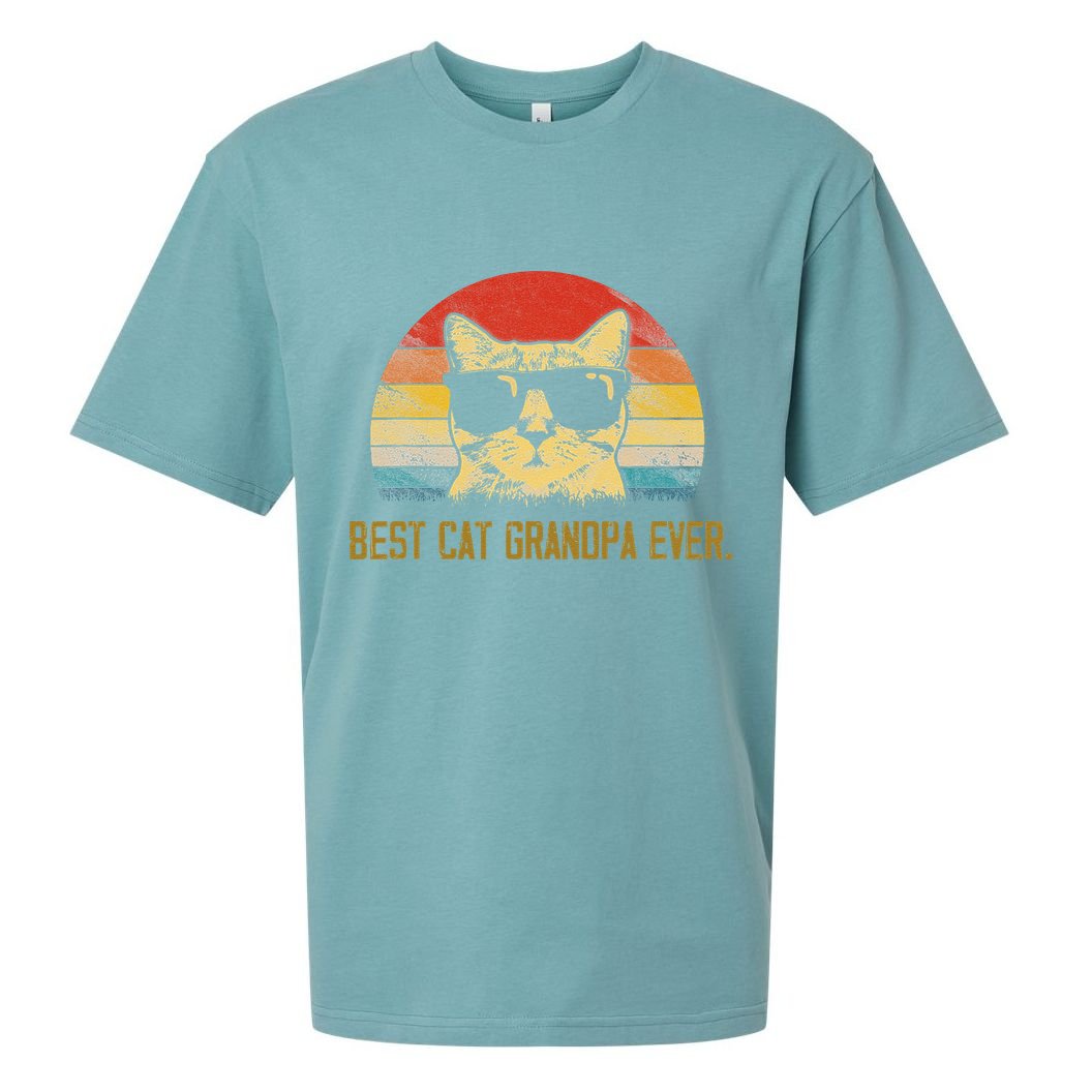 Vintage Best Cat Grandpa Ever Cat Grandpa Fathers Day Sueded Cloud Jersey T-Shirt
