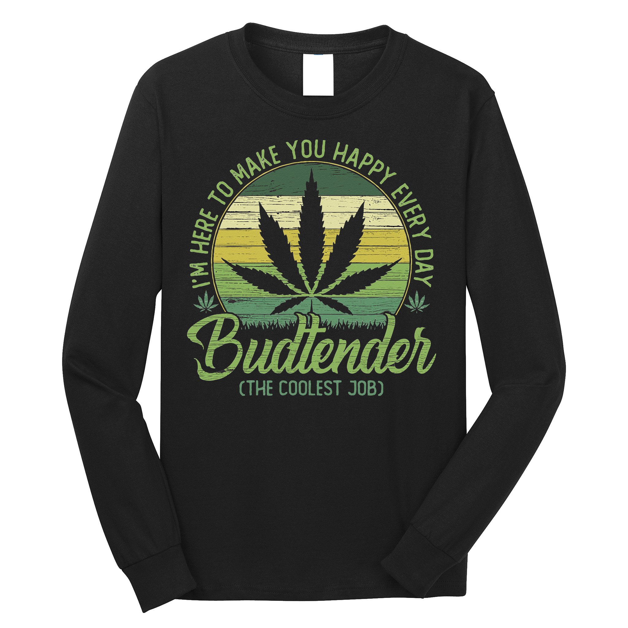 Vintage Budtender Coolest Job Marijuana Weed Supporters Long Sleeve Shirt