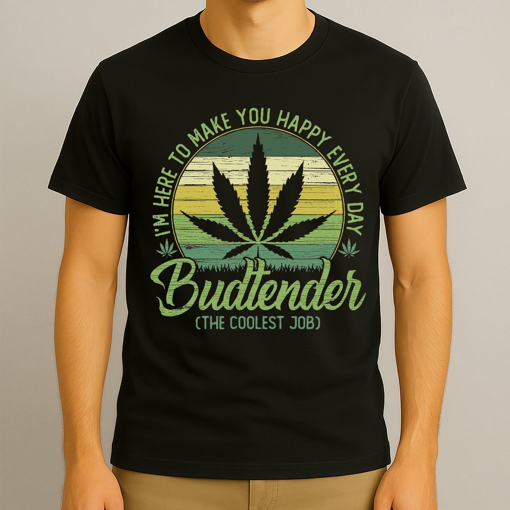 Vintage Budtender Coolest Job Marijuana Weed Supporters T-Shirt