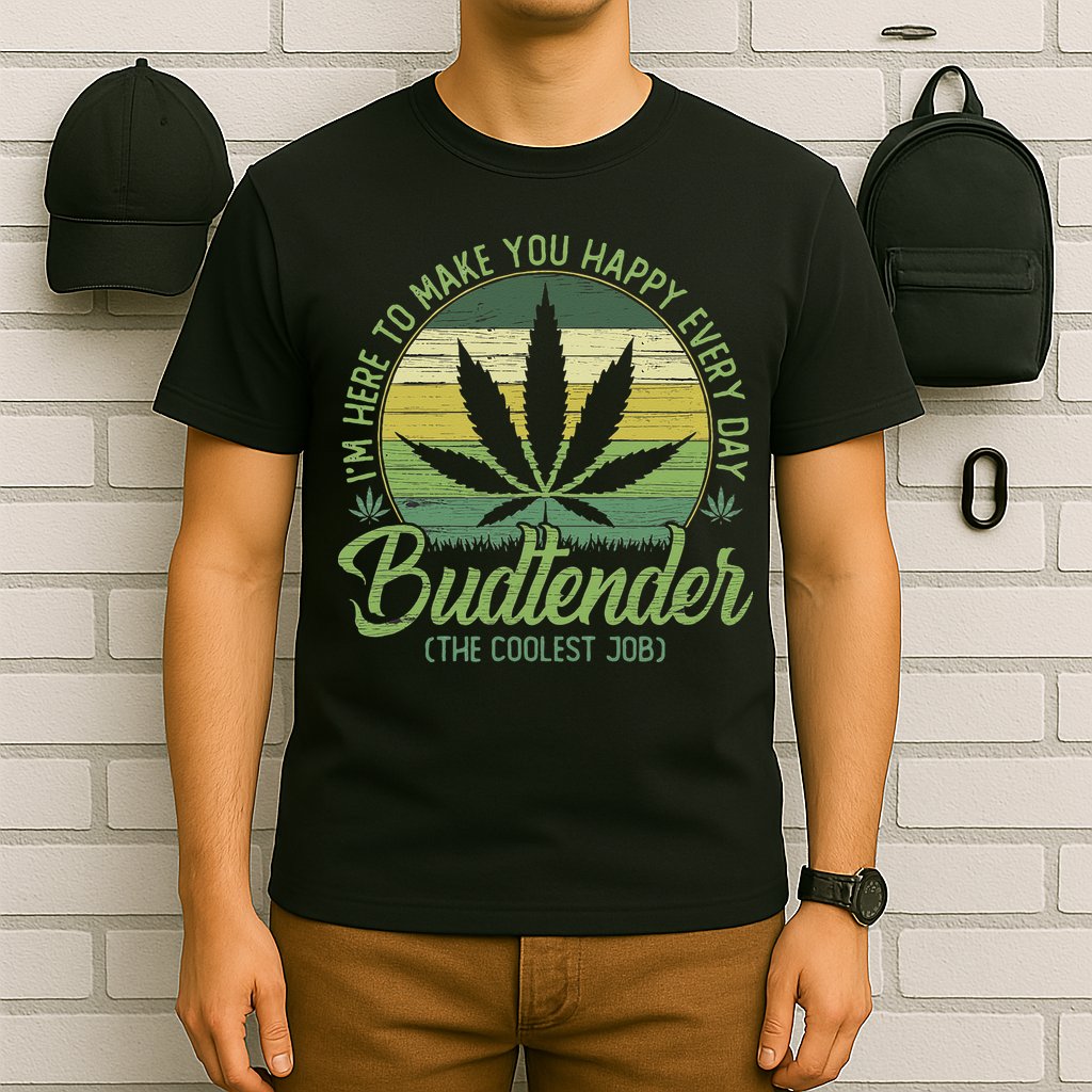 Vintage Budtender Coolest Job Marijuana Weed Supporters T-Shirt