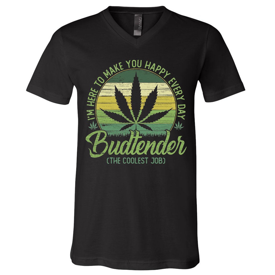Vintage Budtender Coolest Job Marijuana Weed Supporters V-Neck T-Shirt
